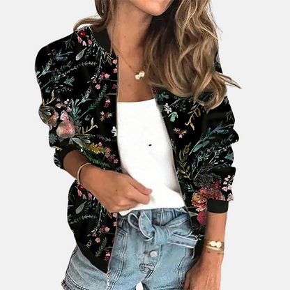 Damen Retro Bomberjacke Trendy Druck Design