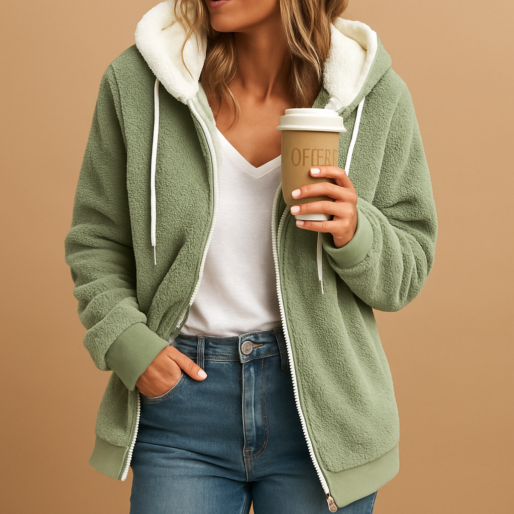 Stilvolle Damen Teddyweste Soft Kapuze