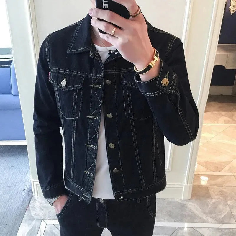 Modische Denim Jacke Herren Revers Style