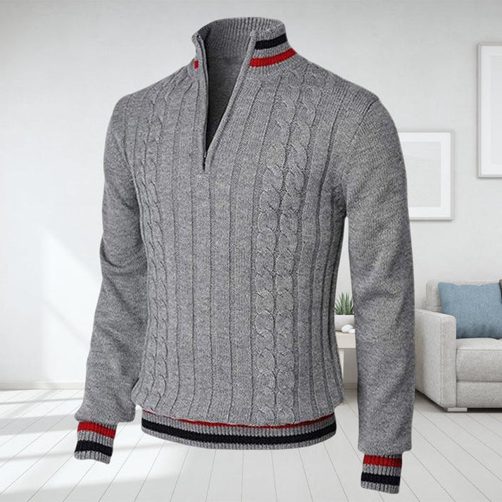 Herren Pullover Zopfmuster Grau Klassisch