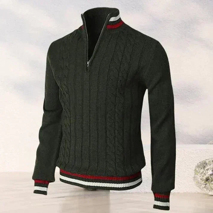 Herren Pullover Zopfmuster Grau Klassisch