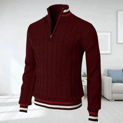 Herren Pullover Zopfmuster Grau Klassisch