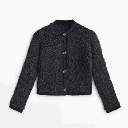 Kuschel Cardigan Teddy Optik Rundhals