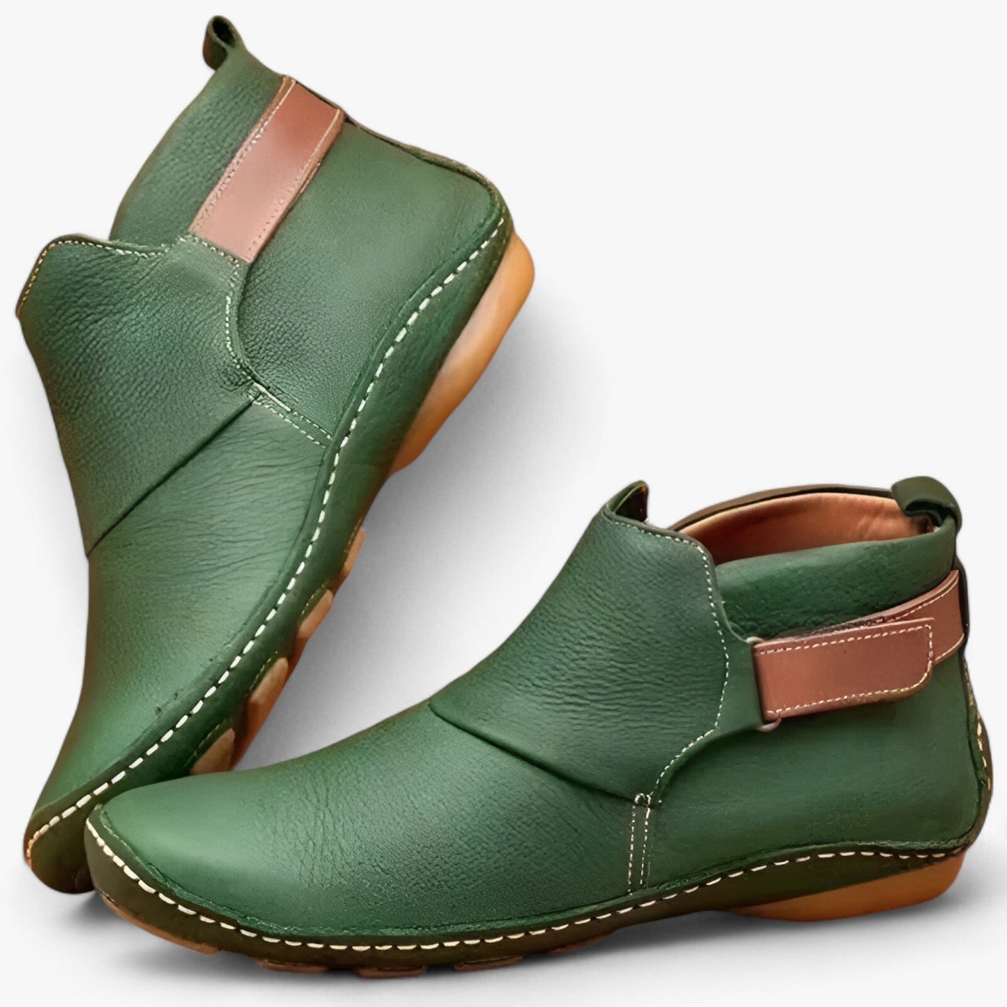 Elegante Stiefeletten Leder Schuhe Runder Zehen Komfort