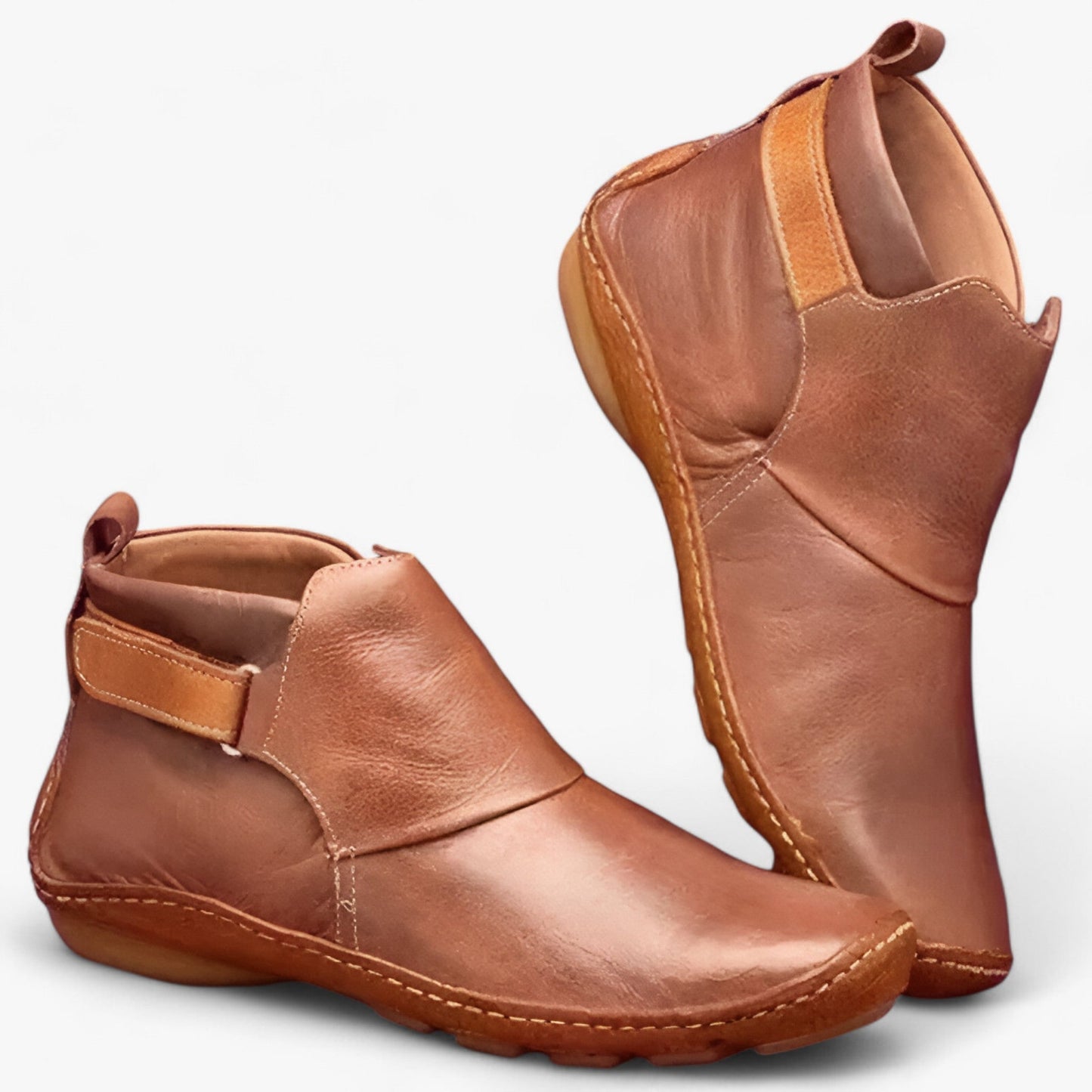 Elegante Stiefeletten Leder Schuhe Runder Zehen Komfort