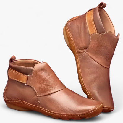 Elegante Stiefeletten Leder Schuhe Runder Zehen Komfort