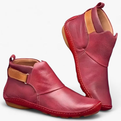 Elegante Stiefeletten Leder Schuhe Runder Zehen Komfort
