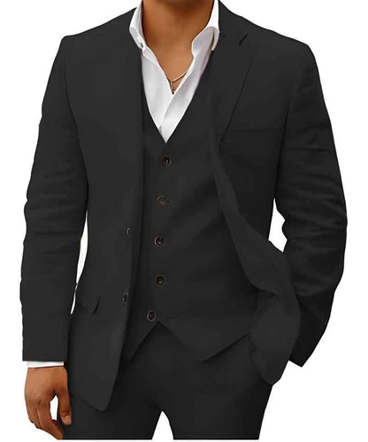 Hochzeitsanzug Leinen Elegant Schwarz