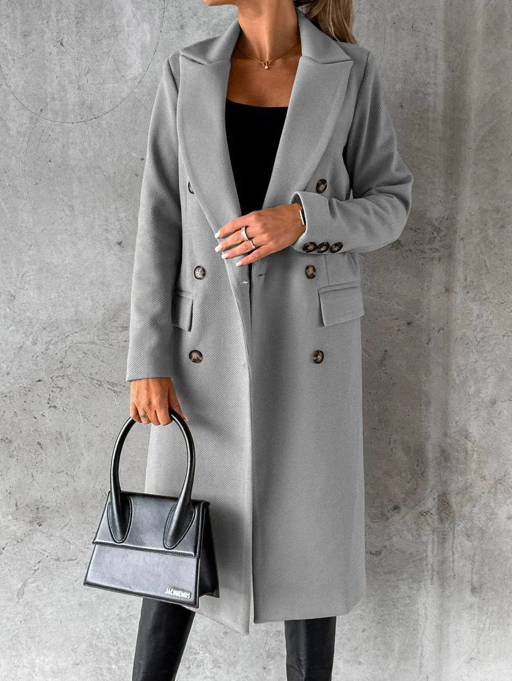 Damen Mantel Doppelreihig Elegent Lang