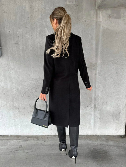 Damen Mantel Doppelreihig Elegent Lang - IdealeKleiden