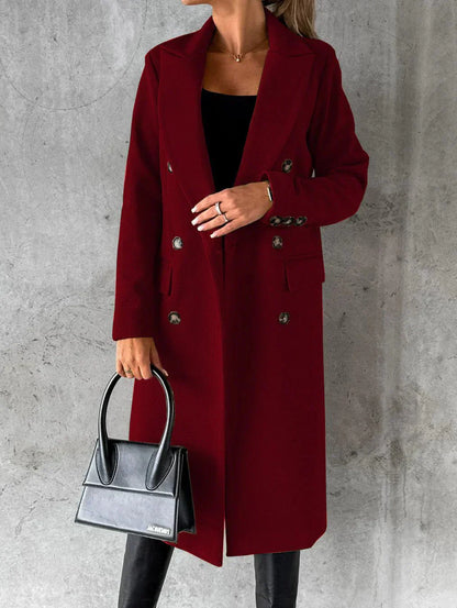 Damen Mantel Doppelreihig Elegent Lang