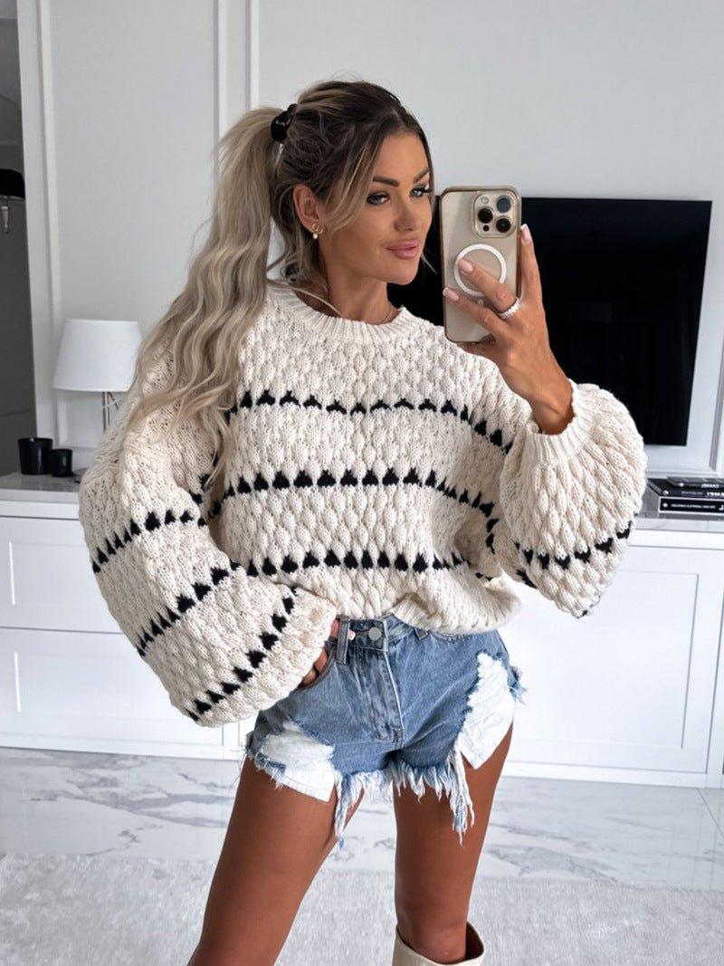 Grobstrick Pullover Rautenmuster Oversize