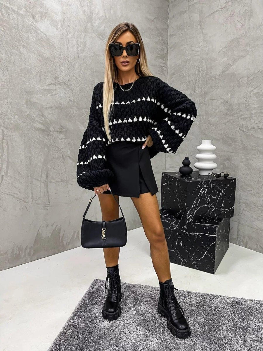 Grobstrick Pullover Rautenmuster Oversize