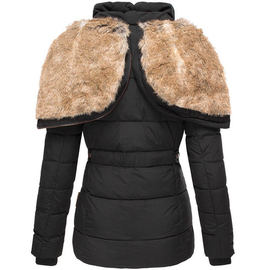 Warmes Winterkleid Kapuze Kunstpelz - IdealeKleiden