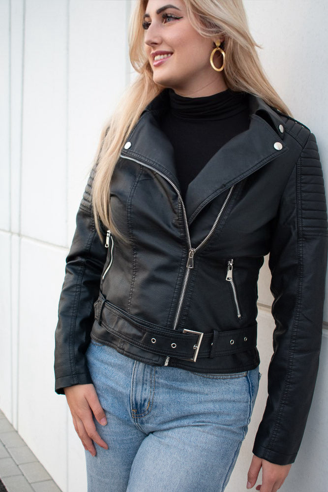 Elegante Lederjacke Damen Bikerstyle