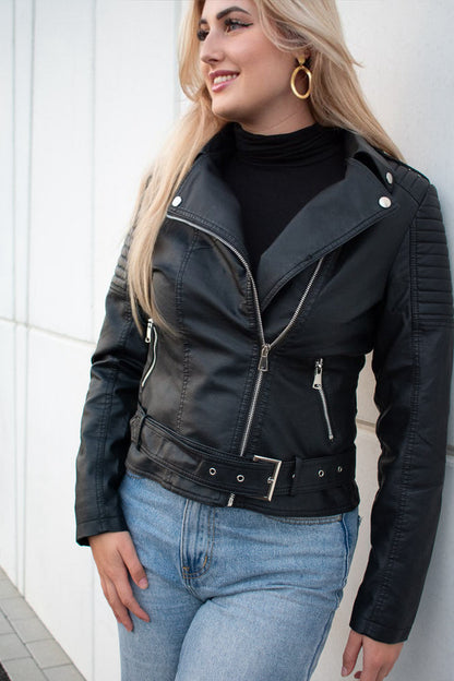 Elegante Lederjacke Damen Bikerstyle