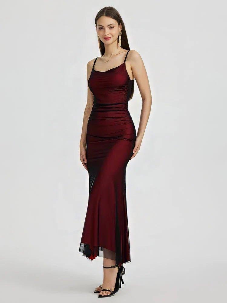 Figurbetontes Cocktailkleid Rot Asymmetrisch