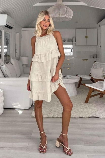 Elegantes Baumwollkleid Naturweiß A-Linie
