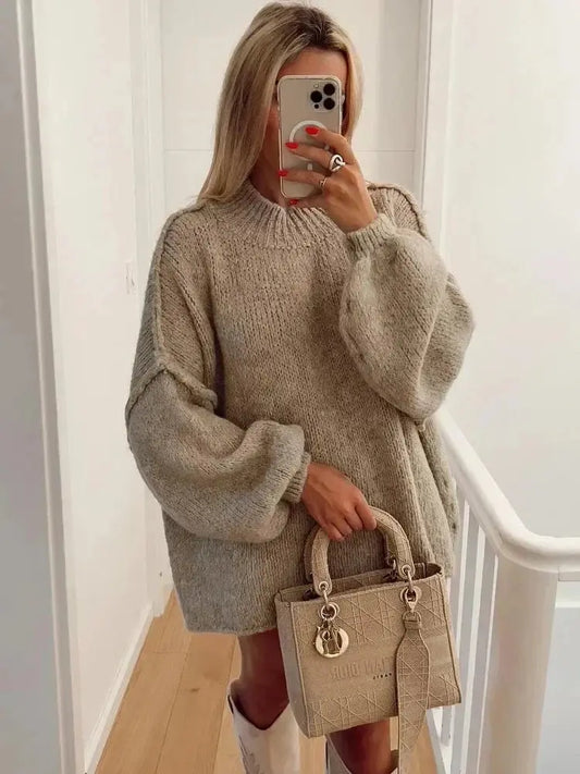 Herbst Pullover Damen Oversized Warm & Bequem - IdealeKleiden