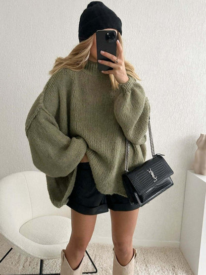 Großer Strickpullover Oversized Ballonärmel