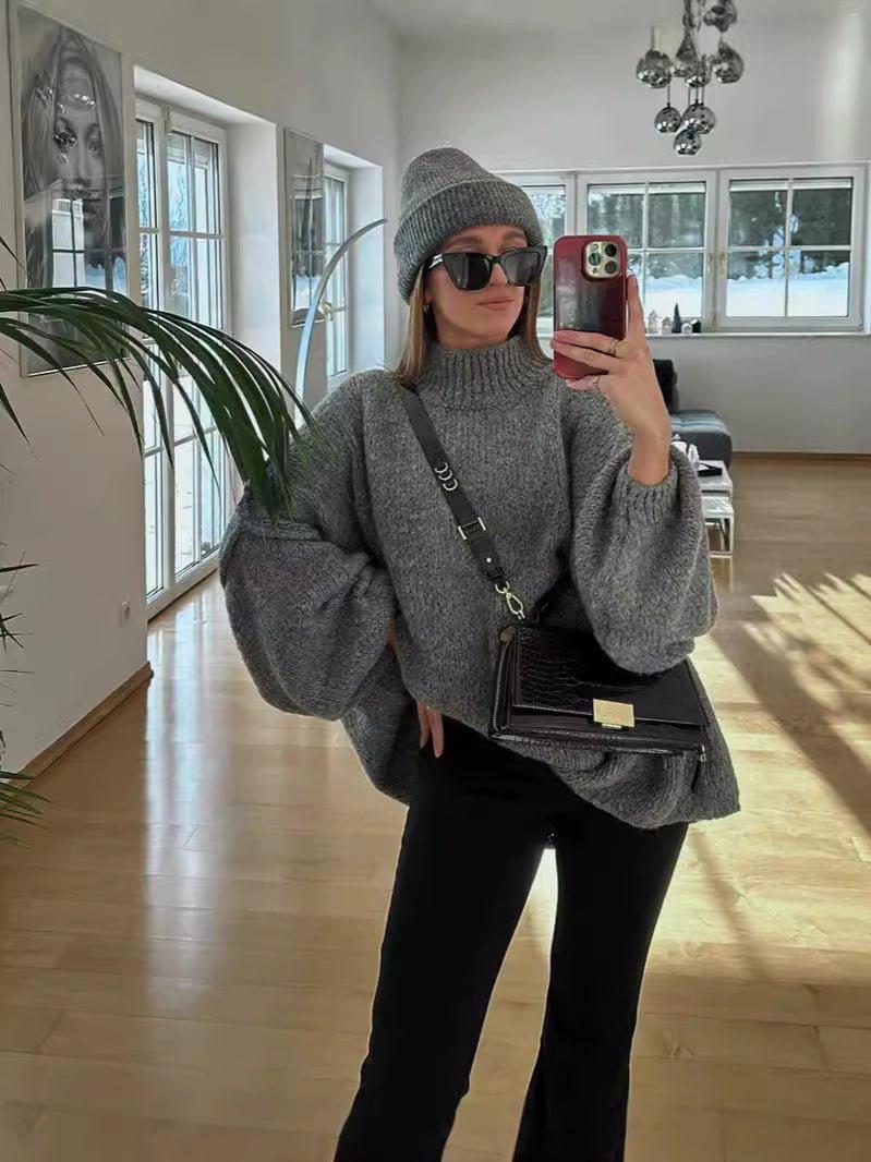 Großer Strickpullover Oversized Ballonärmel