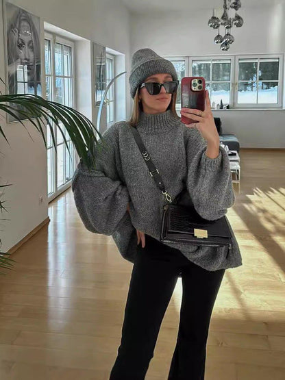 Großer Strickpullover Oversized Ballonärmel