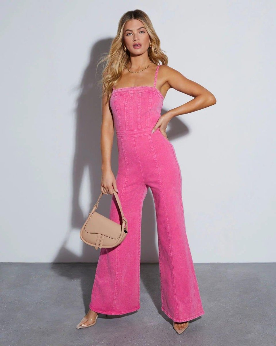 Livia - Frauen Jumpsuit Denim Chic mit Korsett-Oberteil