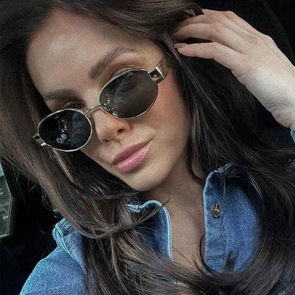 Livia - Elegante Sonnenbrille Oval Silber Akzent