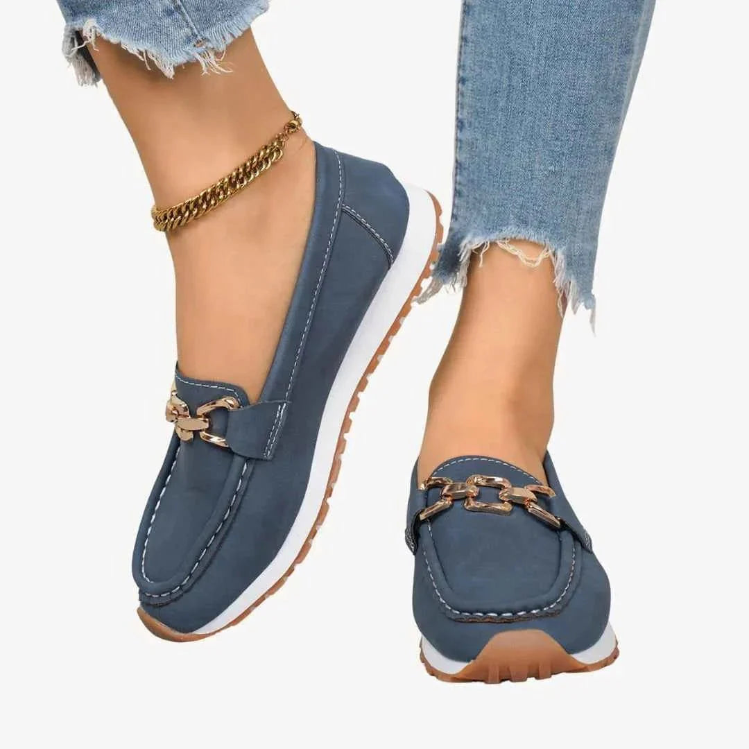 Damen Loafers mit Metallic Kette