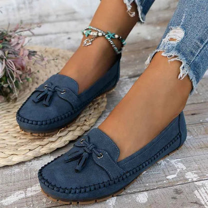 Damen Loafers Elegantes Design Schleife
