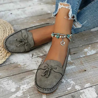 Damen Loafers Elegantes Design Schleife
