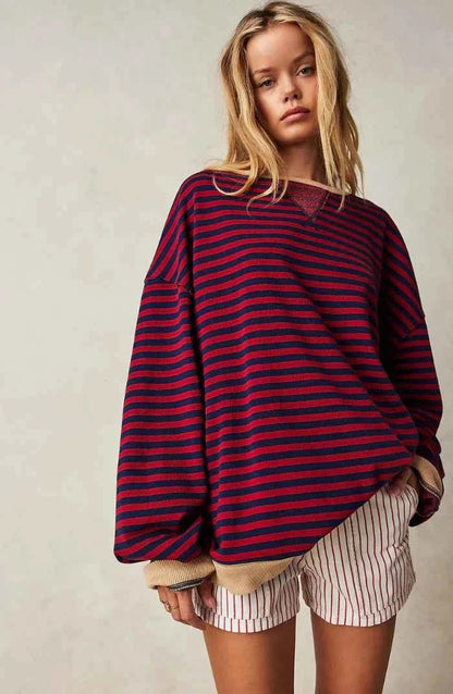 Bequemer Streifen Pullover Relaxed Fit