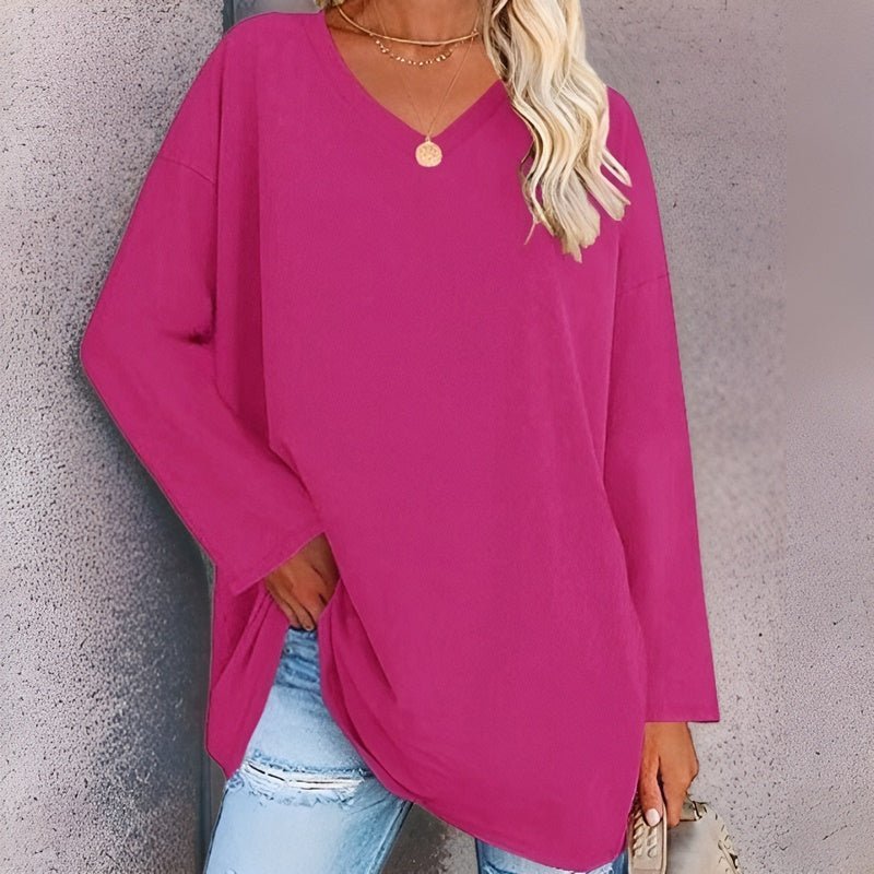 Elegantes Damen Top Langarm V-Ausschnitt