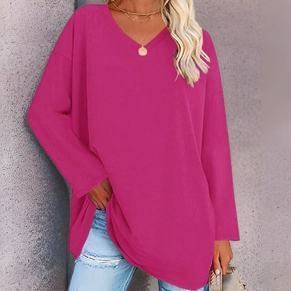 Elegantes Damen Top Langarm V-Ausschnitt