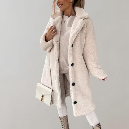 Damen Teddy Mantel Lang Elegant - IdealeKleiden