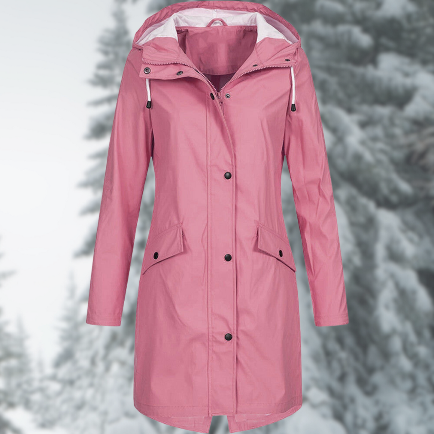 Damen Regenmantel Lang Wasserdicht Elegant