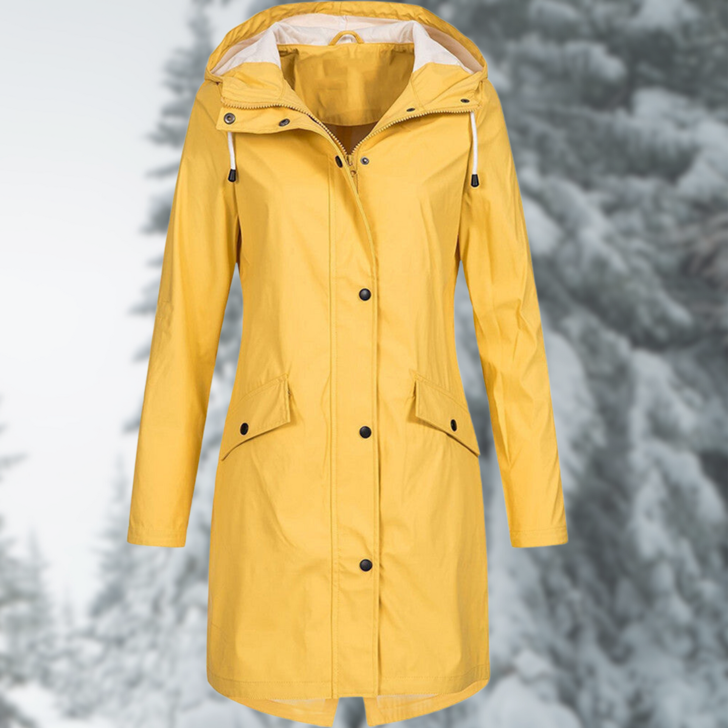 Damen Regenmantel Lang Wasserdicht Elegant - IdealeKleiden