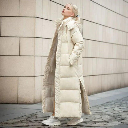 Langer Damen Wintermantel Elegant Schwarz