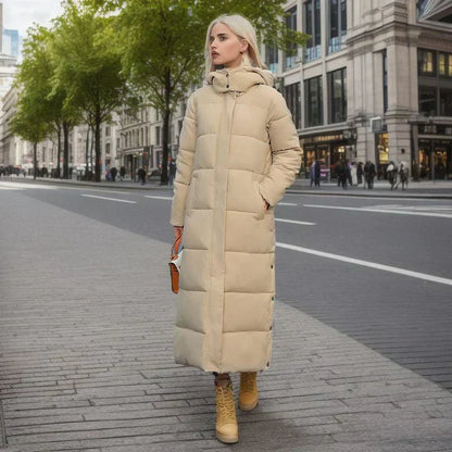 Langer Damen Wintermantel Elegant Schwarz