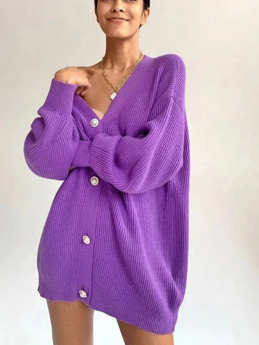Damen Strickjacke Oversized Bequem - IdealeKleiden
