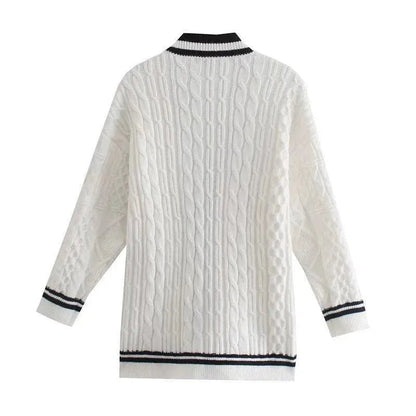 Modische Strickjacke Damen Streifen Design - IdealeKleiden