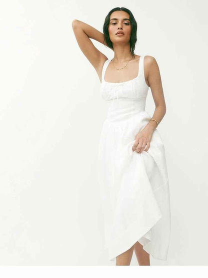 Sommerkleid Leinen Elegant Röckchen - IdealeKleiden
