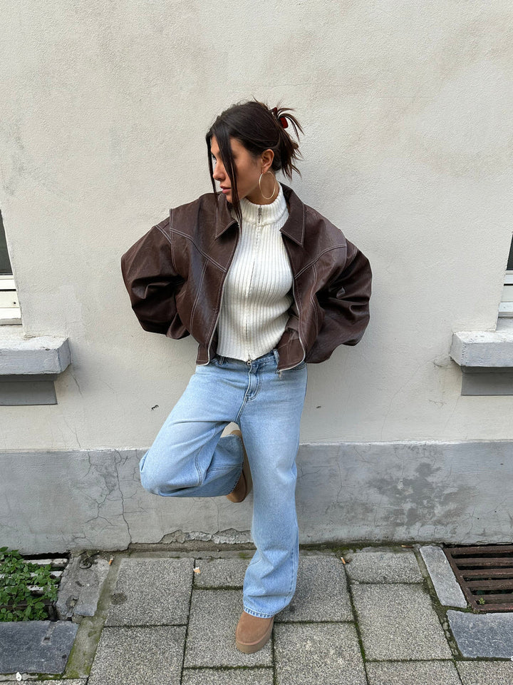 Große Damenjacke Reißverschluss Elegant