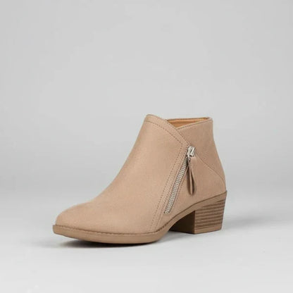 Damen Ankle Boots Niedriger Absatz Reißverschluss