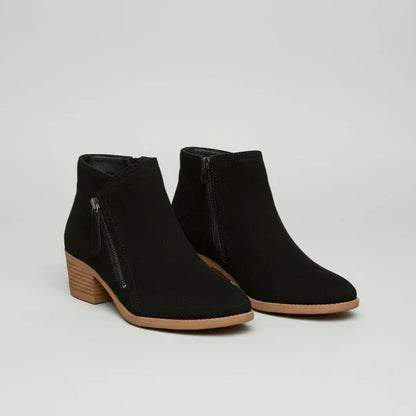 Damen Ankle Boots Niedriger Absatz Reißverschluss