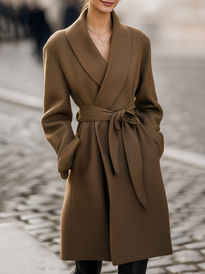 Damen Wintermantel Lang Gurtel Elegant