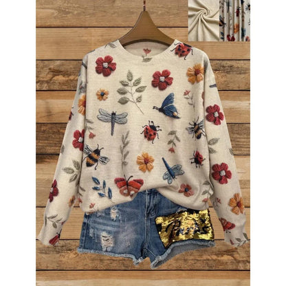 Blumenmuster Rollkragenpullover Damen