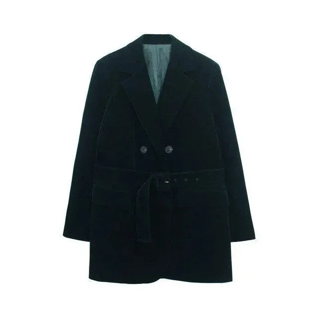 Eleganter Damenblazer Oversized mit Samtgürtel