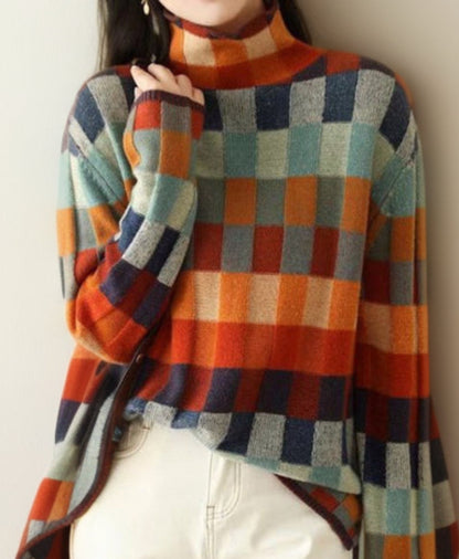 Eleganter Karierter Damenpullover Luxus Qualität