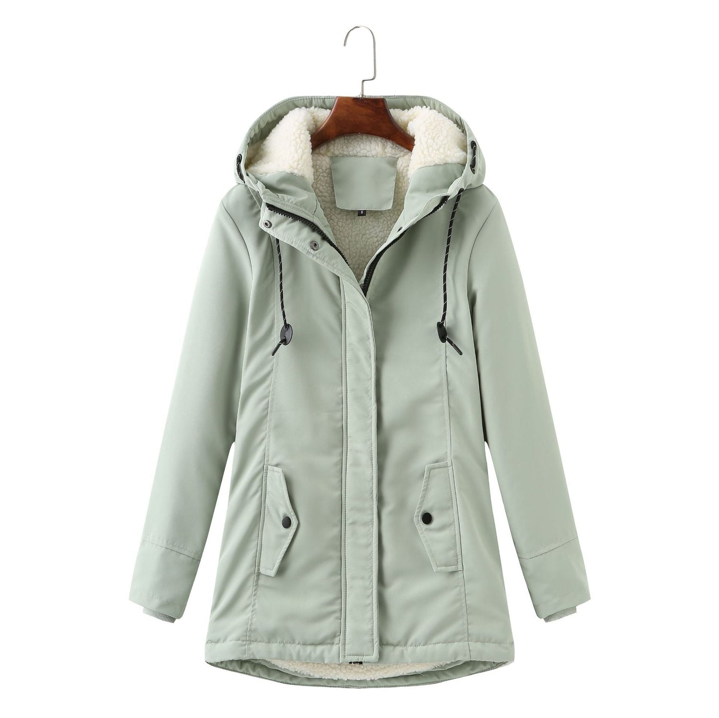 Luxus Damen Wintermantel Elegent Schwarz